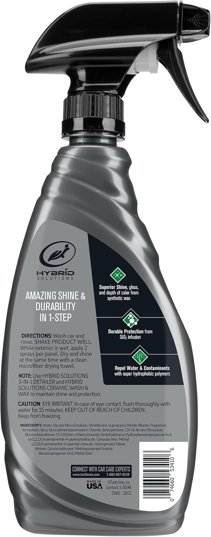 Turtle Wax Hybrid Solutions Ceramic Wet Wax, Spray on Car Wax for 1-Step High Gloss Shine and Ceramic Coating Protection for Paint, Wheels,Glass and More, Extreme Water Beading, 26 oz (Pack of 6)