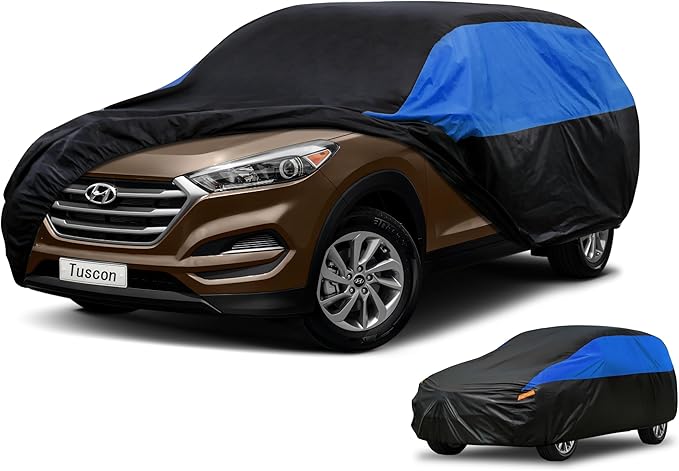 Car Cover Custom Fit Tucson Waterproof All Weather, Lightweight Full Exterior Cover for Automobiles Outdoor Sun UV Rain Dust Snow Wind Protection.