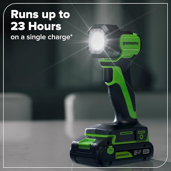 GREENWORKS 24V Combo (1/2” Drill + 1/4” Impact Driver + 6.5” Circular Saw + 200Lm Flashlight), 4.0Ah + 2.0Ah Batteries (24,000mAh PB), (2) Braided Cables, 65W Rapid Charger,High-Efficiency