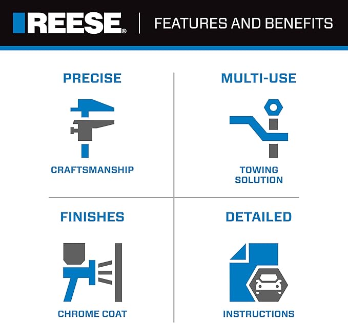 Reese Towpower 7008700 Interlock Trailer Hitch Ball, 1-7/8 Inch Diameter, 2,000 lbs. Capacity, 1 Inch Shank Diameter, 2-1/8 Inch Shank Length