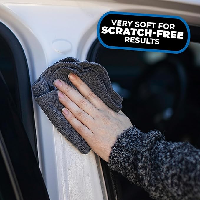 The Rag Company - Mini-Miner - Professional Metal Polishing Microfiber Towels for Cars, Safe on High-End Wheels and Soft Metals, 70/30 Blend, Dual-Pile, 365gsm, 10in x 10in, Grey (4-Pack)