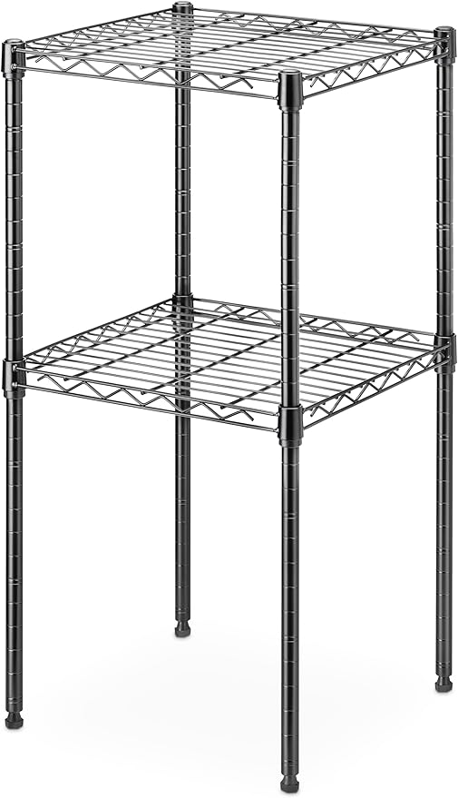 Whitmor 1 Tier Supreme Stacking Shelving Unit, Wire Metal Home Storage Organizer, 15" L x 14" W x 15" H, Black