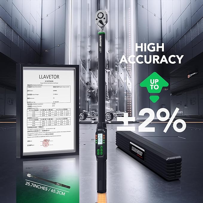 Digital Torque Wrench 1/2 Drive,12.54-250.8 ft-lbs, for Moto&Car Maintenance
