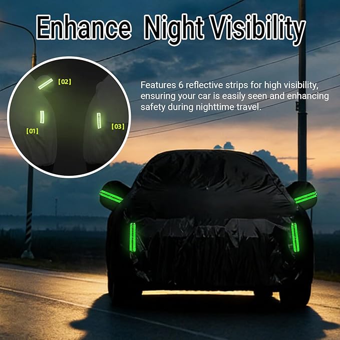 Car Cover Compatible with for Ford Mustang/Shelby 1965-2025, Waterproof All Weather for Automobiles, Outdoor Full Cover Rain Sun UV Protection, Black