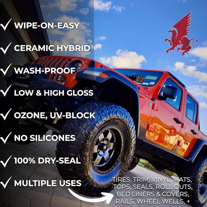 RENEW PROTECT - Blak - Real Restoration & True Protection, Rich Black for Tire & Trim, Mid- High Shine, Mats - RV- Motorcycle-Safe, Acrylic Ceramic-Hybrid Protectant, Wash-Proof, 5 min Dry-Seal 16oz