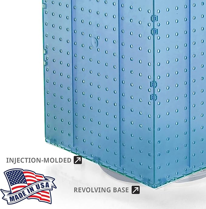Azar Displays 701414-BLU-4C32 Rotating Countertop Display Kit with Peg Hooks Included, 14 Inches Wide x 14 Inches Deep x 20 Inches High, Pegboard Spinner Organizer, Blue
