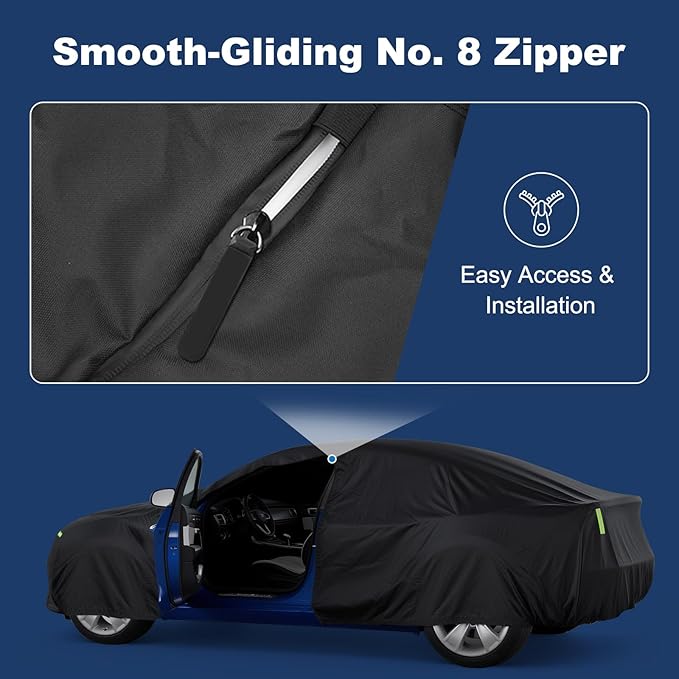 QUNSUNUS Car Cover for Nissan 260Z/280Z/280ZX/300ZX 1974-1996, Waterproof 300ZX Car Covers with Cotton Lining, All Weather Cover with Straps and Zipper