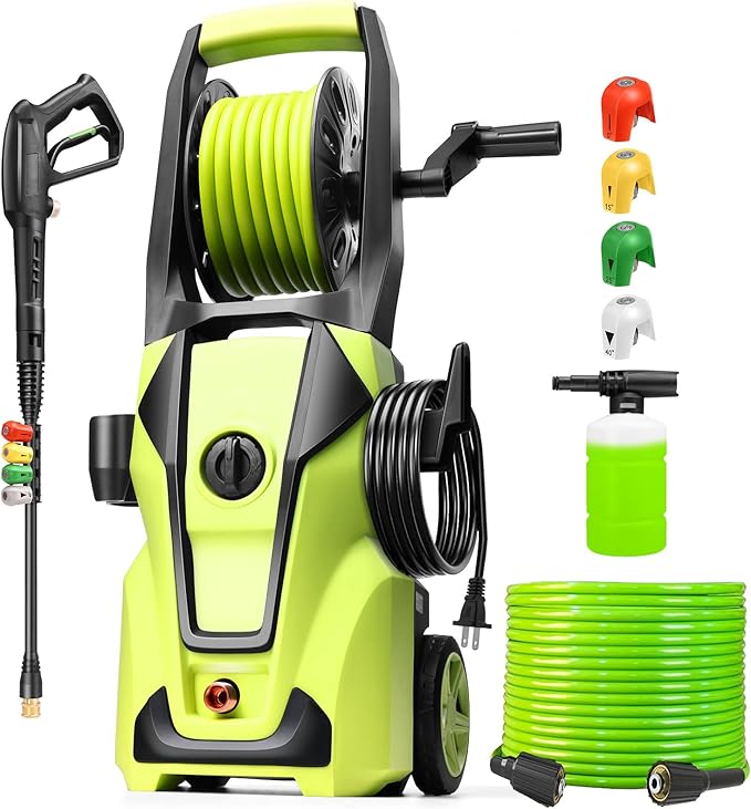 Pressure Washer 5000PSI Adjustable Pressure Power Washers with 33ft Hose, 4 Nozzle and Foam Cannon, Powerwashers Cleaner Machine for Home, Cars, Mint Green