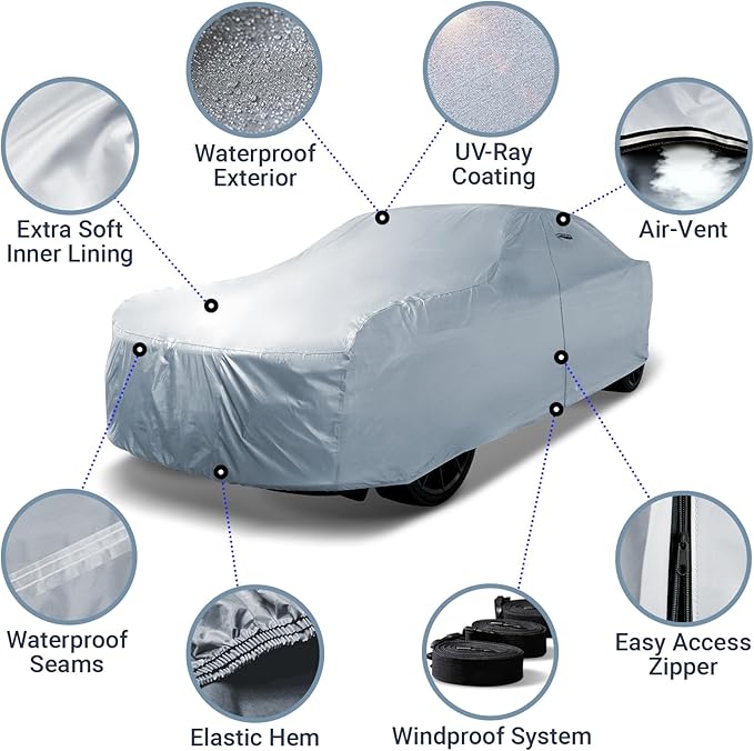 iCarCover Fits 1965-1981 Rolls-Royce Silver Shadow Car Cover Automobiles Form-Fit Padded Full Exterior Waterproof Automobiles Protection Covers