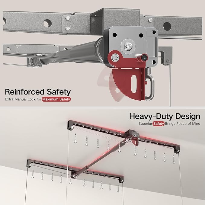 Overhead Garage Storage Lift, 4x4 Ft Ceiling Storage, Heavy-duty Ceiling Mounted Lift System,Ideal for Overhead Space, 250lbs Weight Capacity