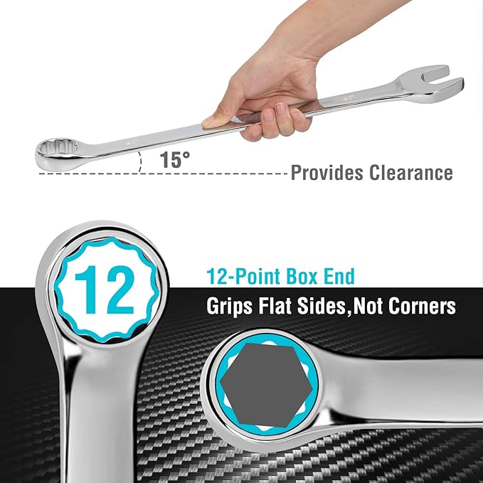 DURATECH Long Pattern Combination Wrench Set, Metric, 5-Piece, 23-30mm, 12 Point, CR-V Steel, with Pouch