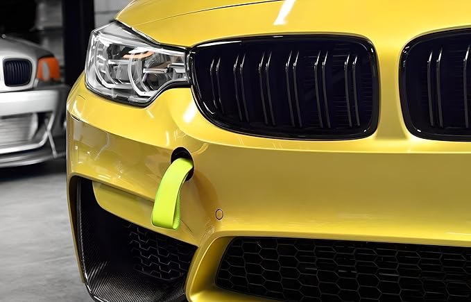 iJDMTOY Sports Lime Green Appearance Racing Style Nylon Tow Strap Universal Fit Compatible with Front or Rear Bumper