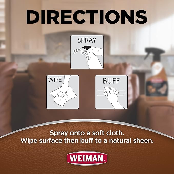 Weiman Leather Cleaner & Conditioner - Cleans, Restores & Protects Leather, UV Protection Prevent Cracking & Fading, For Car Seats, Sofas, Shoes, Bags & All Finished Leather Surfaces, 2 Pack, 22 FL Oz