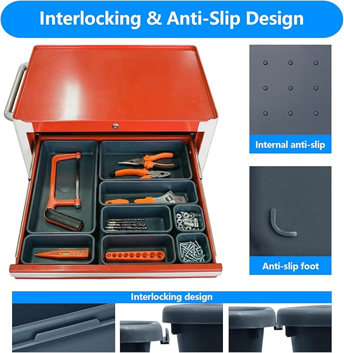 68PCS Tool Box Organizer, 5 Size Toolbox Drawer Organizer Tray, Desk Drawer Organizers, Garage Organization for Tool Chest Workbench Small Parts Widget