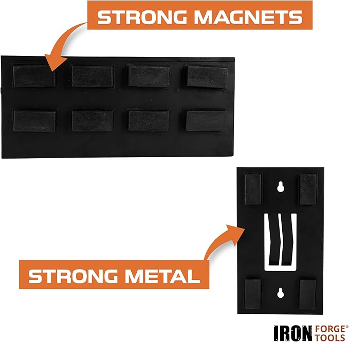 Iron Forge Tools Mechanics 5 Piece Magnetic Tool Box Accessories - Metal Organizer Wall Mount for Enclosed Utility Trailer & Garage Organization