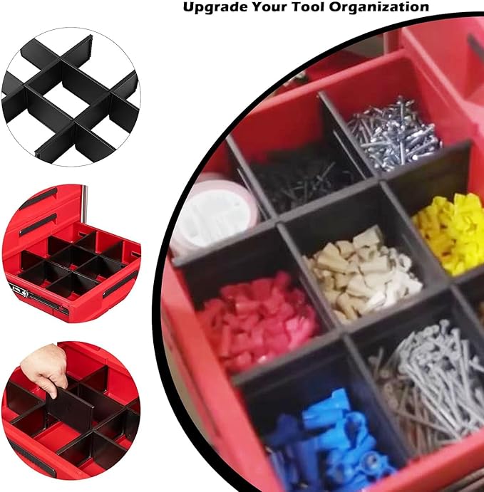 48-22-8473 Packout Dividers For Milwau-kee Packout 3 Drawer Dividers Tool Box (Black-2 Pack)