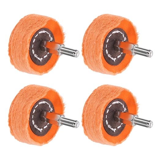 uxcell 2-Inch Buffing Polishing Pad Wheel Cotton with 15/64-inch Handle for Manifold Aluminum Stainless Steel Chrome Yellow 4 Pcs