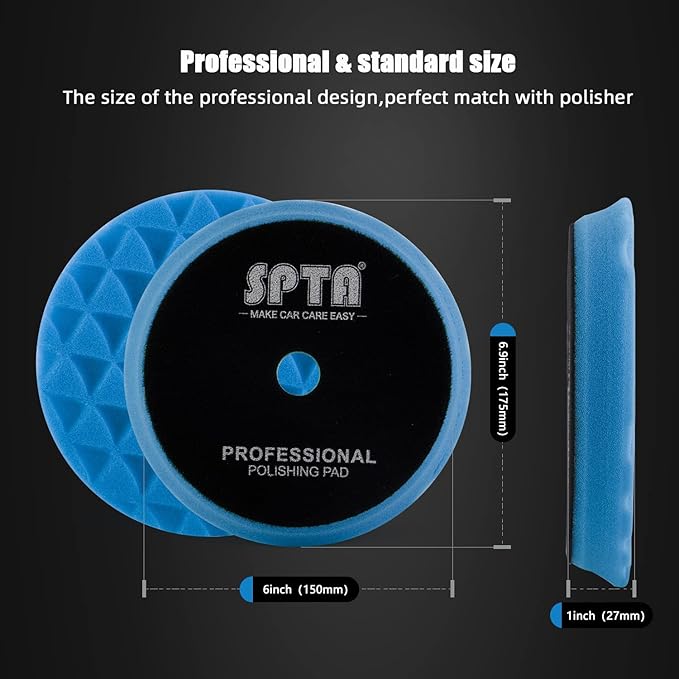 Polishing Pads, 5Pc 6 Inch 150mm Orbital Buffer Polisher Pads and 1Pc Microfiber Buffing Pads, Foam Polish Pad for Compounding, Polishing and Waxing, for 6''/150mm Backing Plate Car Polisher -TPPMIX
