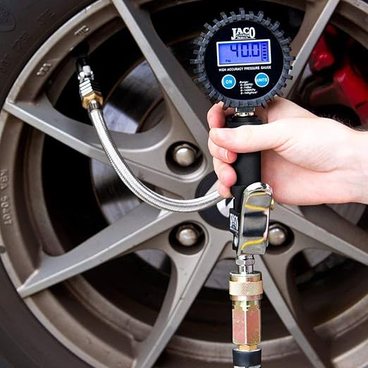 JACO FlowPro Digital Tire Inflator Gauge (200 PSI) with Lock-on Dually Air Chuck (Bundle Kit)