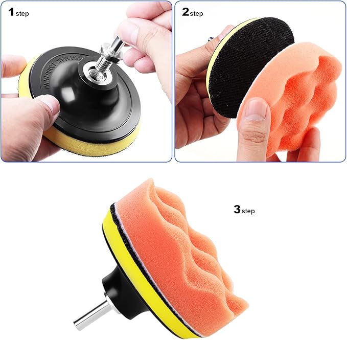10Pcs 4 inch Car Polishing Pad Kit, Sponge and Wool Polishing Pad Set with M10 Drill Adapter, Car Buffer Polisher Drill Buffing Kit for Polishing,Waxing,Sealing Glaze