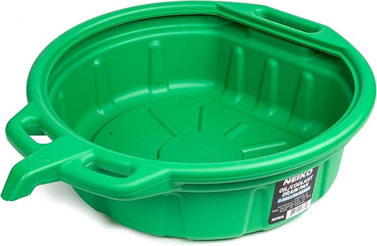 NEIKO 20761A Large Coolant/Oil Drain Pan, 4 Gallon (16L) Capacity, Antifreeze Green Plastic Anti Splash Oil Pan, Motor Oil Drip Catcher Pan, Non Spill Pour Spout, Oil Catch Pan for Changing Oil