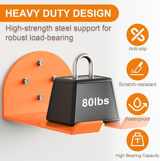 Weedeater Hanger, Heavy Duty Weed Eater Hanger Wall Mount, Garden Power Tool Holder with Rubber Coating for Grass Trimmer, Hedge Trimmer, Leaf Blower, Garage Organizer, 1 Pack