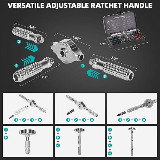 40 in 1 Magnetic Screwdriver Set, DIY Ratchet Screwdriver Set with T Handle Detachable, Versatile Portable Precision Tool Kit for Computer, Furniture, Bicycle