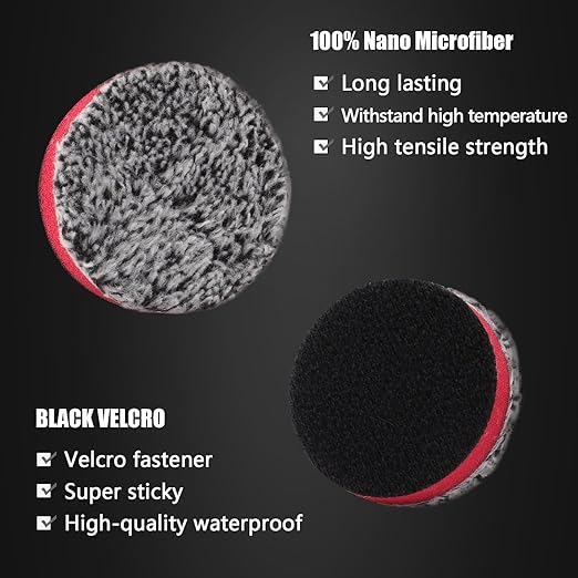 SPTA 2" Microfiber Cutting Pads 10 Pack, Heavy Cutting and Polishing, Microfiber Finishing Disc for Waxing and Polishing&Scratch and Vortex Removal Pad, Ultrafine Fiber Pad