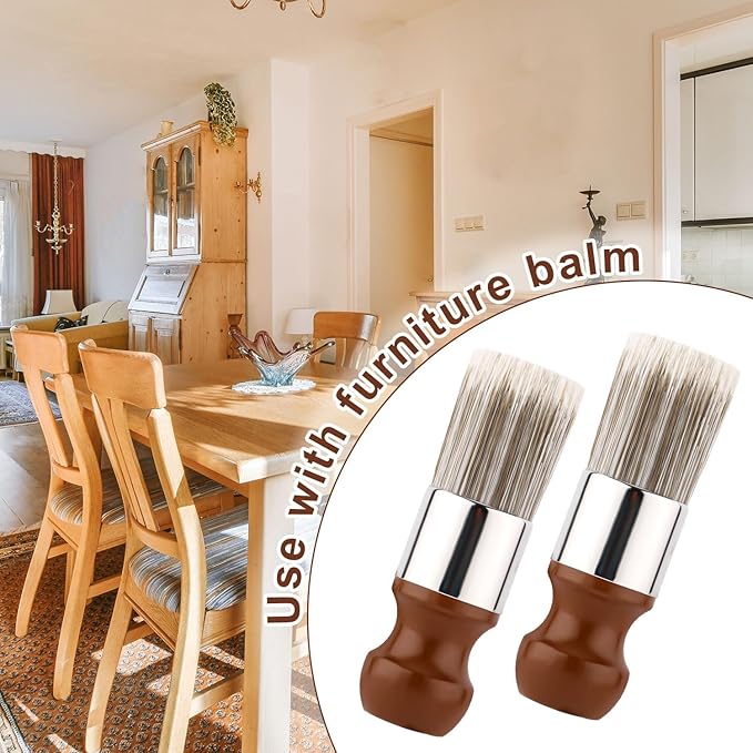 2pcs Salve Brush for Furniture, Leather Salve & Brush Set Soft Nylon Bristles Wood Handle for Leather Furniture Car Seats Jackets Shoes