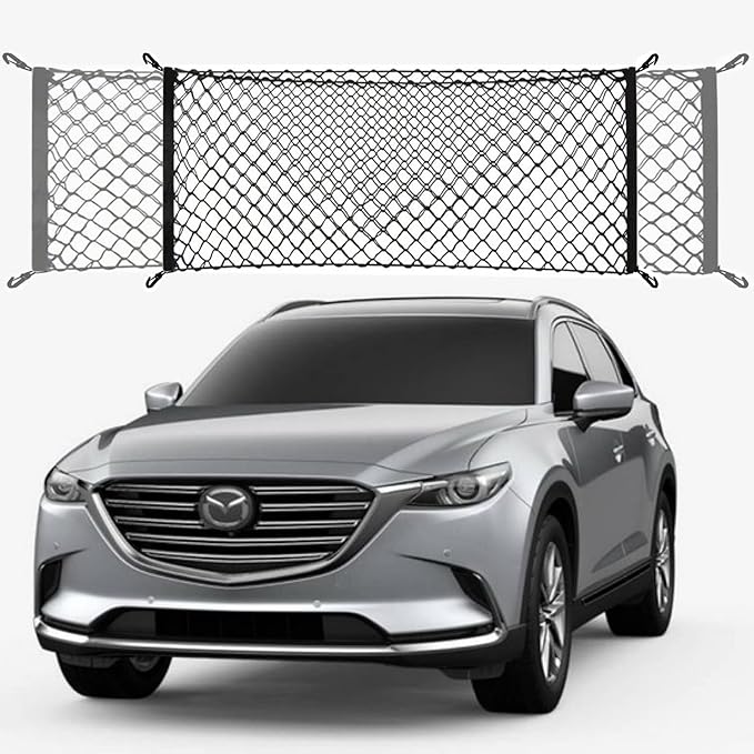 Envelope Style Trunk Cargo Net for Mazda CX9 CX-9 New 2026 2025 2024 2023 2022 2021 2020 2019 2018 2017 2016 2015 2014 2013 2012 2011 2010-2007 Car Rear Nylon Mesh Tailgate Netting
