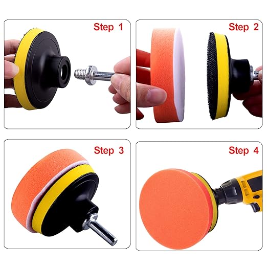 SIQUK 13 Pieces Buffing Pads 3 Inch Car Polishing Pad Kit Foam Polish Pads Wax Buffer Polisher Attachment for Drill