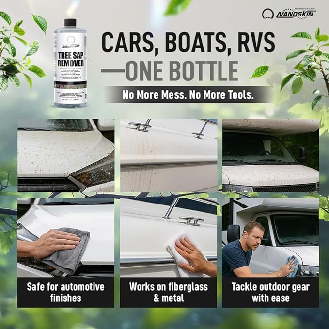 Nanoskin Tree Sap Remover 32 Oz. - Instant, Safe Car Detailing Solution | Optimized for Paint, Glass, Plastic & Trim | Compatible with Microfiber & Terry Cloth | Fast-Acting, Multi-Surface Application