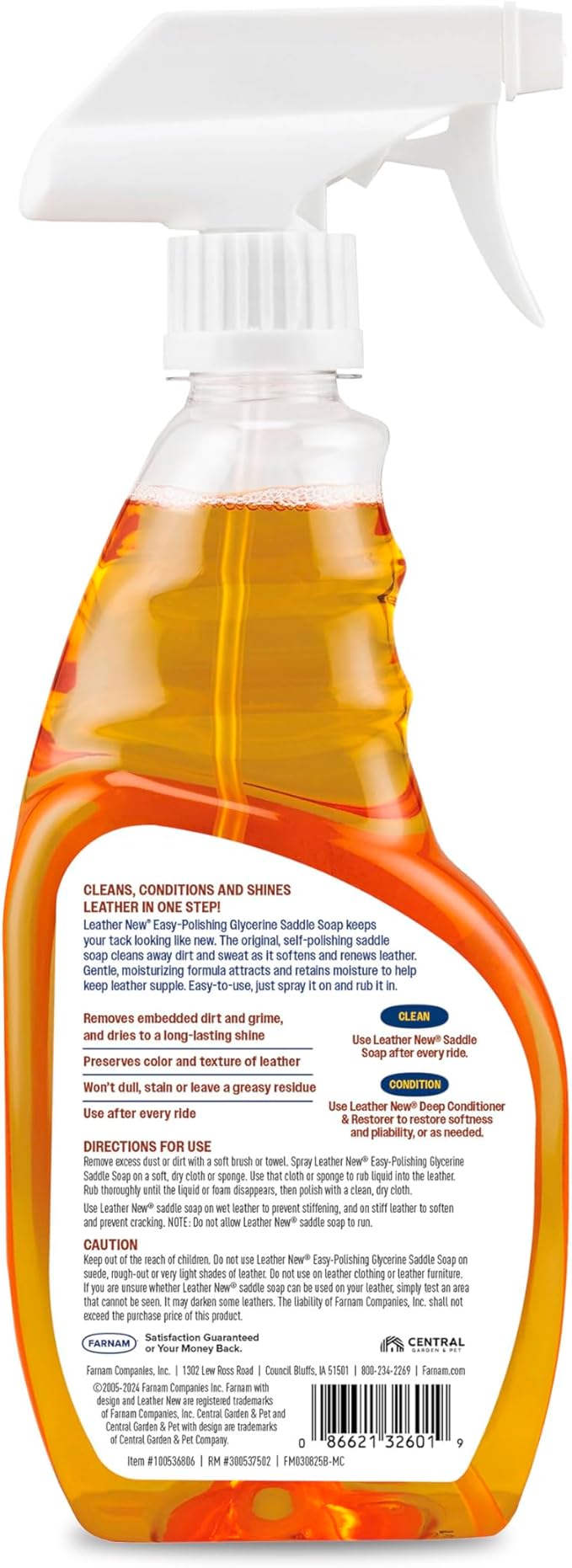 Farnam Leather New Easy-Polishing Glycerine Saddle Soap and Leather Cleaner, 16 oz