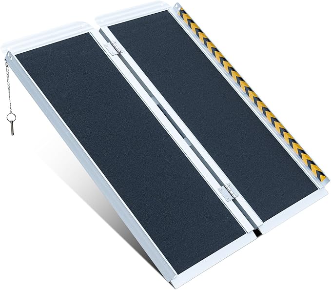 Portable Wheelchair Ramp 4FT, No-Slip Aluminum Folding Handicap Ramp, 800lbs Weight Capacity Wheel Chair Ramp, Suitable for Home Steps, Stairs