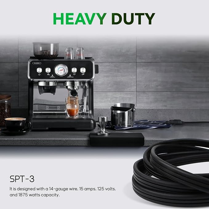 EP 6 Ft Heavy Duty Appliance Extension Cord - 14 Gauge 3 Prong Grounded Cable Wire, Ideal for Air Conditioners, Refrigerators, Microwaves, Washing Machines & More - Indoor Use, Black