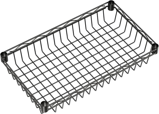 Golpart 4 Tier Shelf Wire Shelving Unit Adjustable Storage Shelves Big Basket Rack Standing Units for Kitchen Closet Laundry Bathroom Organizers Metal Pantry Mesh 10" D x 16" W x 55" H Black