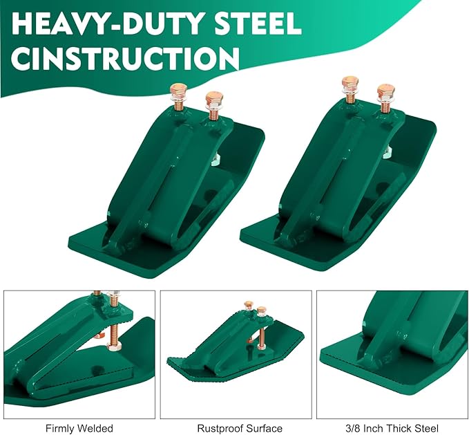 Tractor Bucket Protector, EBESTTECH 2 PCS Bucket Edge Anti-Skid Device Ski Edge Protector Double Hexagon Lock Nuts and Bolts,for Snow Leaves Removal Spreading Gravel,Green