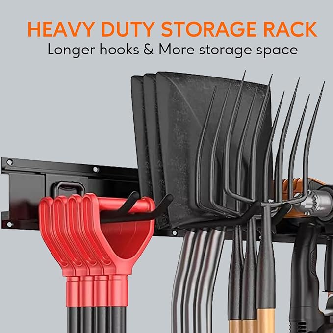 Garage Hooks Heavy Duty Tool Organizer (4 Pack) 12.4" Wall Mount Hanger Rack Garage Storage Utility Hooks for Hanging Car Tires, Ladders, Chairs, Hoses, Power Tool, Bulk Items, Ropes, etc.