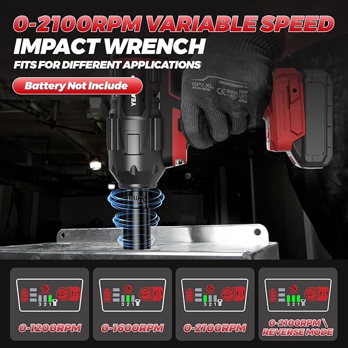 Cordless Impact Wrench 1/2 inch for Miwaukee 18V Battery, 900Ft-lbs(1200N.m) Brushless Impact Driver with 4-Mode Speed, High Torque Impact Gun with 6 Sockets, LED Work Light (Battery NOT included)