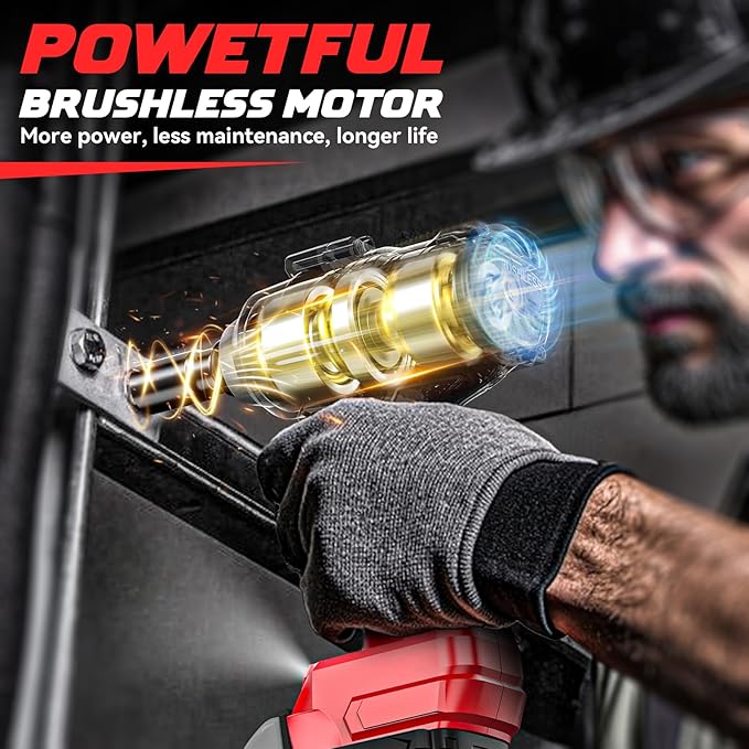 DIYtoolifz Cordless Impact Wrench 1/2 inch Compatible with Milwaukee 18v Battery, 750FT-LBS(1000N.m) Brushless Impact Driver, Electric Impact Gun with LED Work Light, Variable Speeds, 4-Speed Control.