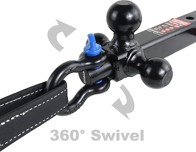 Trailer Hitch Tri-Ball Hitch Mount with Rotatoble Tow Shackle, fits for 2-inch Hitch Receiver, Hitch Lock Pin Included…