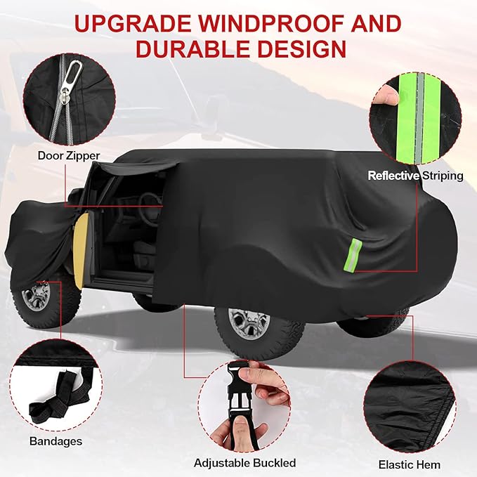 Car Cover for Ford Bronco 2021-2023 6 Layers All Weather 240T Windproof Waterproof All Weather Protection Outdoor Covers Compatible with Ford Bronco