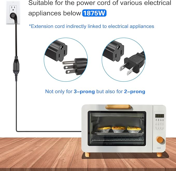 VSEER 1Feet 1625W 13A UL SJT 16AWG Flat Plug Heavy Duty Extension Cord Outlet Saver 3-Prong Grounded Short 90 Degree Angle Adapter Power Extension Cord,UL Listed (Black, 3 Pack)