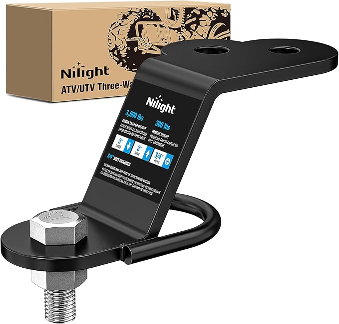 Nilight ATV/UTV Three-Way Hitch 3500lbs Three-Way Lawn Mover Adapter 3" Drop/Rise, Heavy Duty Universal ATV Hitch Attachments, Trailer Hitch Adapter