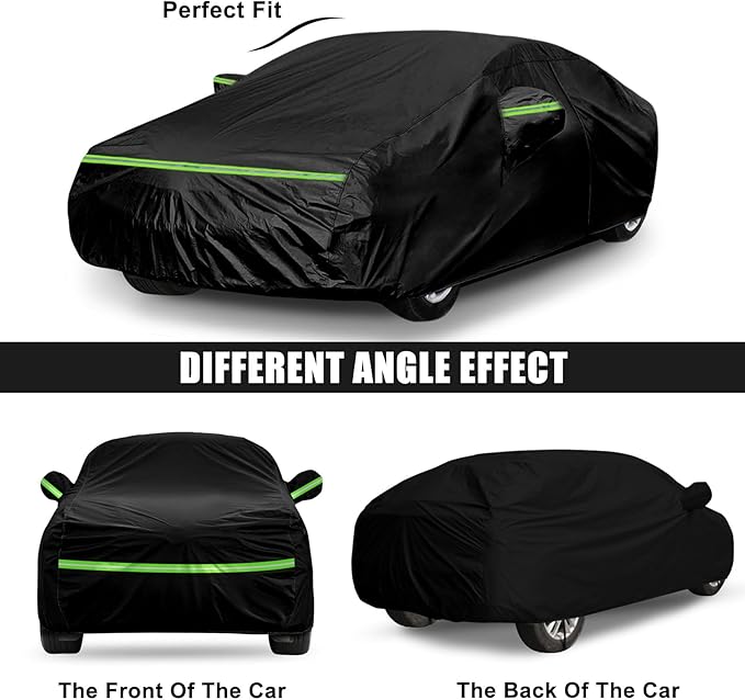 Waterproof Car Cover Compatible with Toyota Prius 2004-2025, Black 210T Inside Cotton Cover with Door Zippers for Snow Rain Dust Outdoor Protection