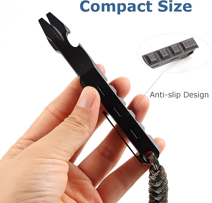 Titanium EDC Pry Bar with Nail Puller Bottle Opener Function with Pocket Clip EDC Tool (Black)