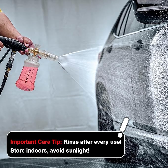 Foam Cannon for Pressure Washer, Snow Clear Foam Cannon for Car Wash, Stainless Steel Filter, Adjustable Nozzle with M22 and 1/4 Inch Quick Connect, Additional 1.1 mm Orifice Nozzle
