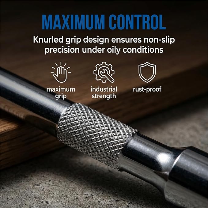 EMSTAR 3/8" Drive Socket Extension Bar Set, 3-Piece: 3", 6", 10" (75mm, 150mm, 250mm), Premium Cr-V Steel, Impact Ready