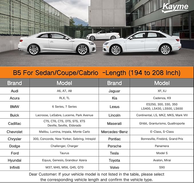 Kayme Hail Protector Car Cover, Anti Hail Multilayer Thickened Full Car Cover,Outdoor Waterproof All Weather Custom Fit Dodge Challenger, Pontiac Firebird, Ford Thunderbird etc
