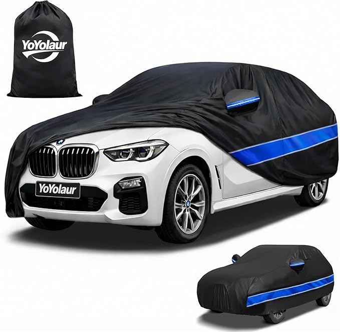 Car Cover Custom Fit BMW X5,10-Layer Car Cover Waterproof All Weather,Full Exterior Cover with Cotton Lining,Sun Rain UV Dust Snow Protection with Door Zipper,Fit for BMW X5 2007-2025